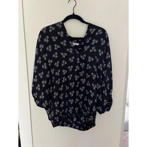 Black Patterned Blouse Diane Von Furstenberg - Petite
